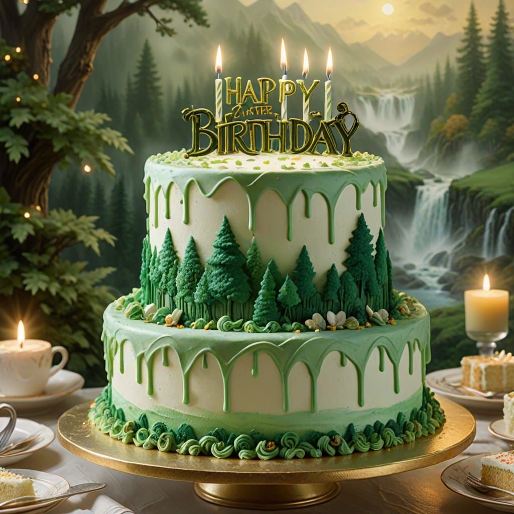 Ethereal Fantasy Cake with Golden Frosting