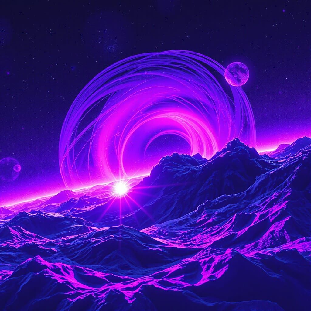 Cosmic Event Horizon in Surreal Digital Art Style