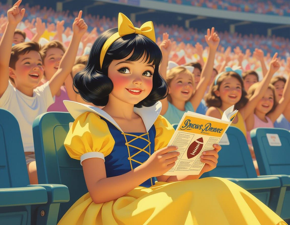 Girl in Snow White Outfit at Football Game