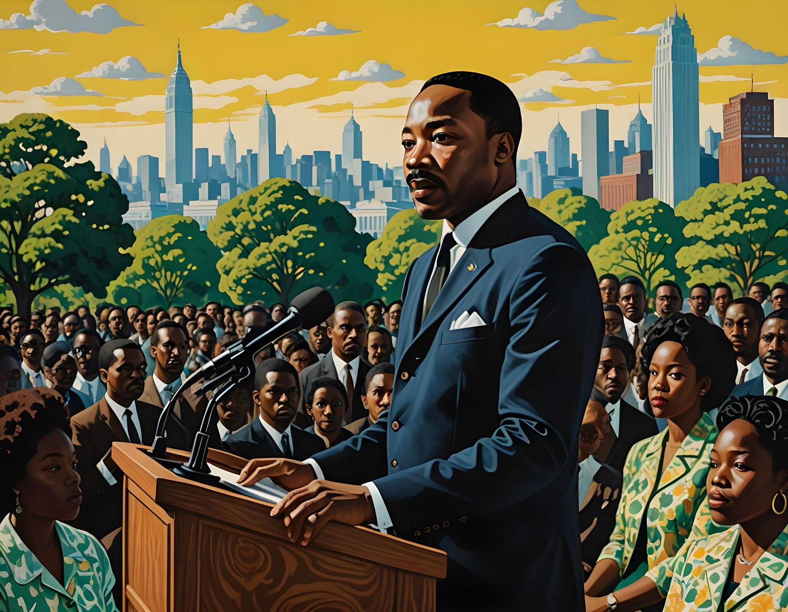 Civil Rights Leader Inspires a Diverse Crowd in 1960s Americ...