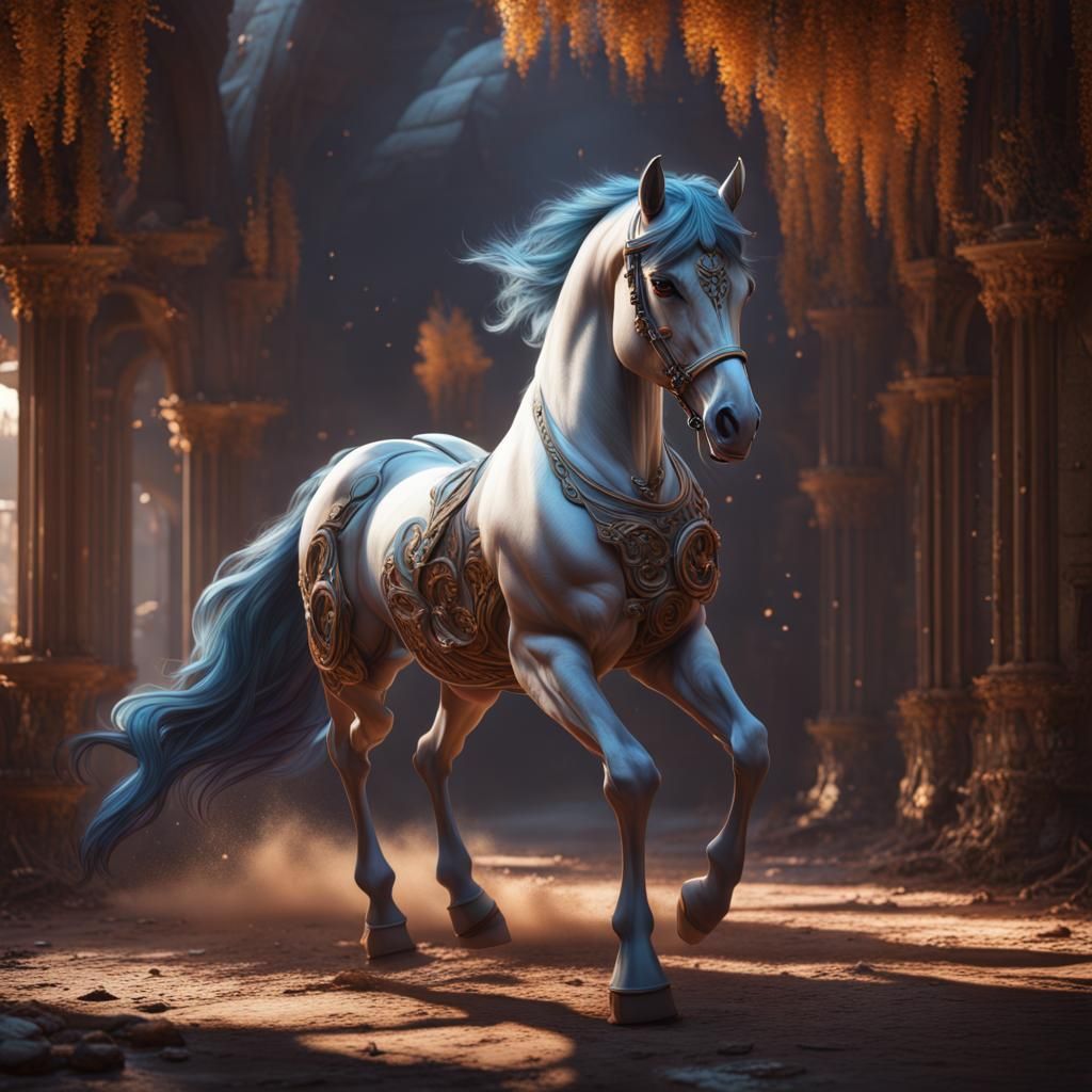 Fantastical Horse Matte Painting in Deep Color