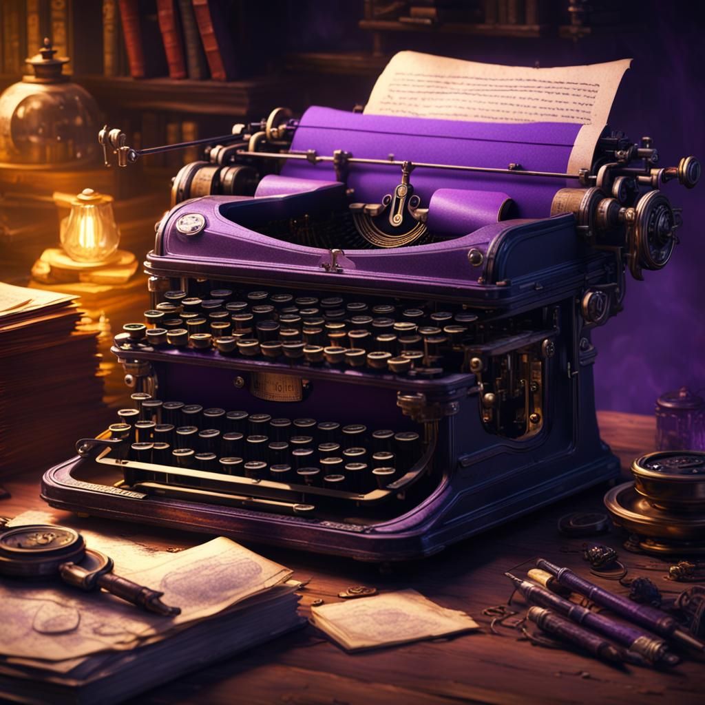 Vintage Typewriter in Dark Fantasy Style