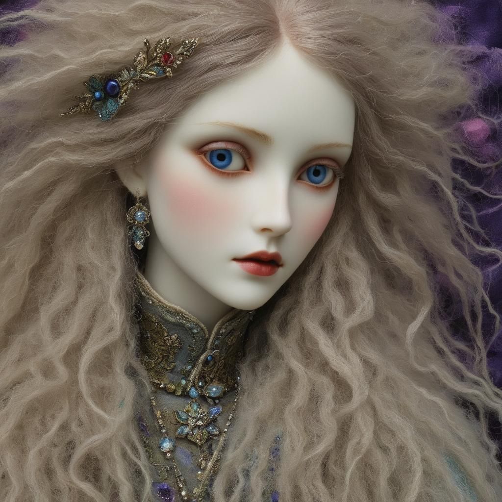 Needle-Felted Doll in Stained Glass Style