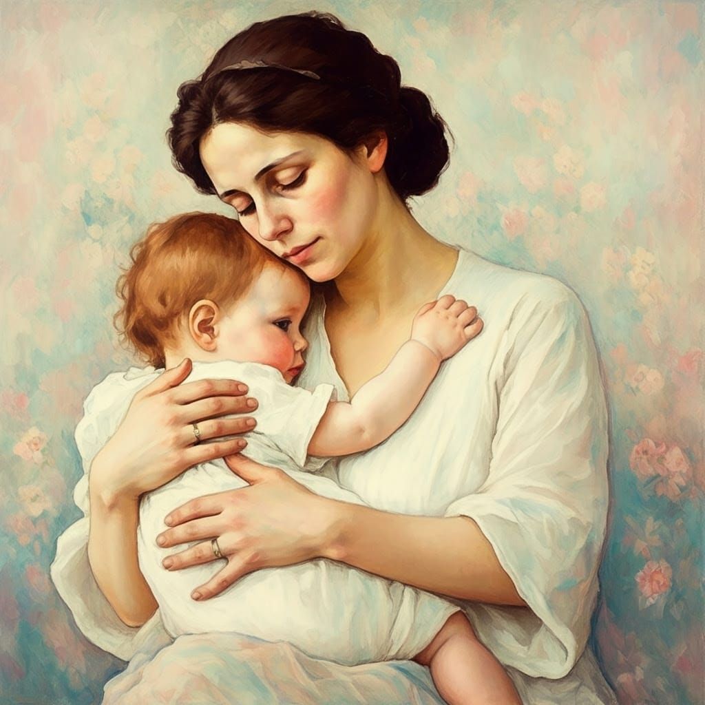 Motherly Love in Impressionist Style