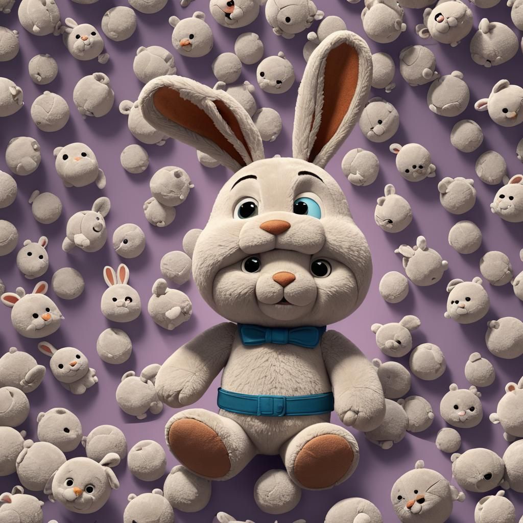 Boxing Match Between Plush Rabbits: 3D Digital Art