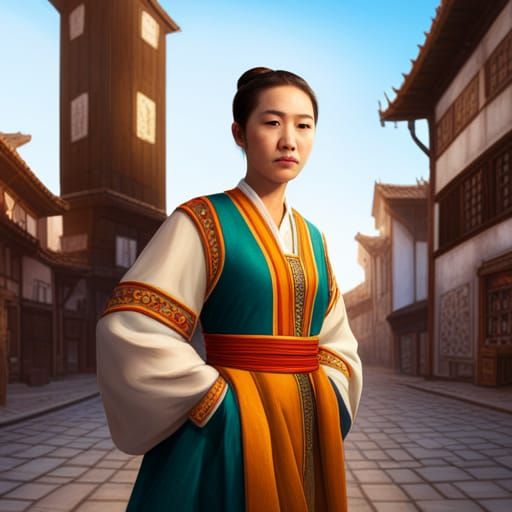 Wealthy Chinese Woman in Middle Ages: Hyperrealistic Art