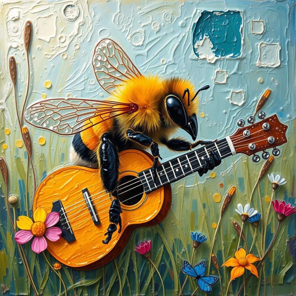 Honeybee Serenades in a Vibrant Meadow Landscape