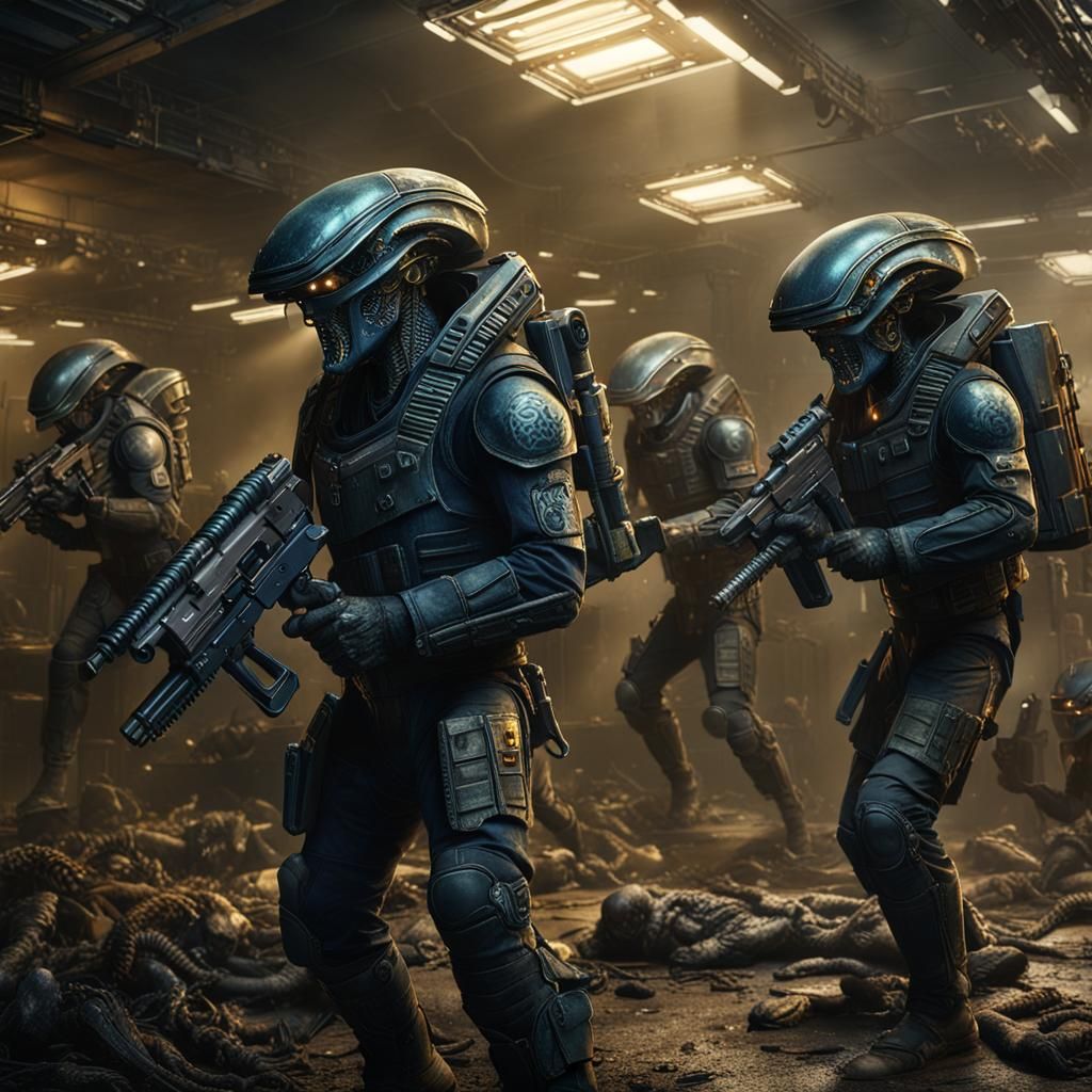Colonial Marines Fight Aliens in Detailed Matte Painting