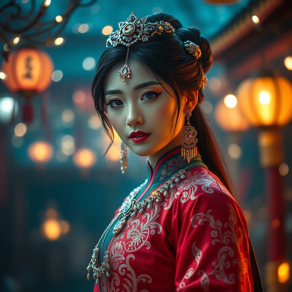 Hyperrealistic Mulan in Dreamlike Cinematic Portrait