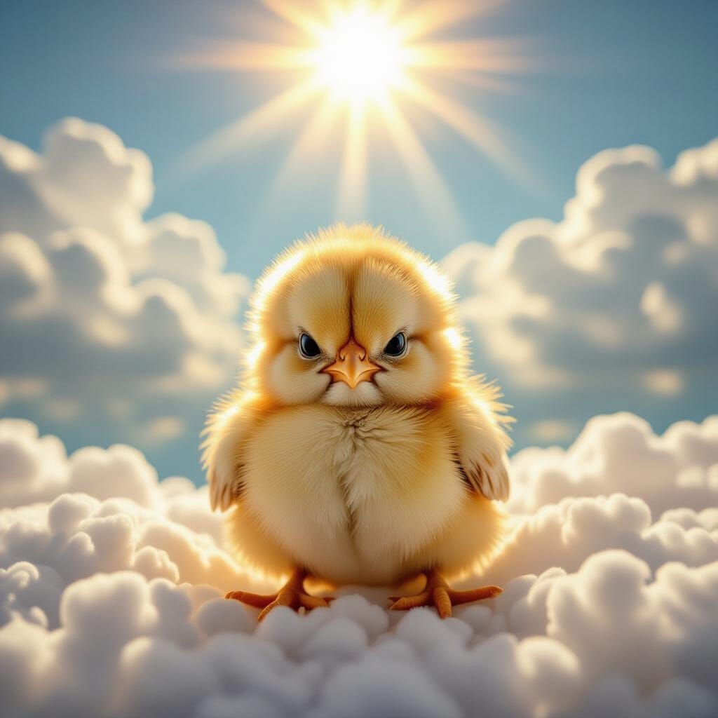 Grumpy Chick Bathed in Divine Sunshine