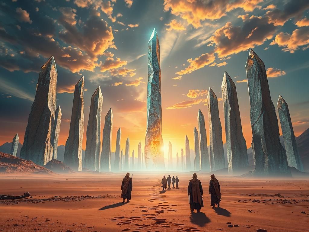 Mystic Crystal Desert World with Nomadic Tribes