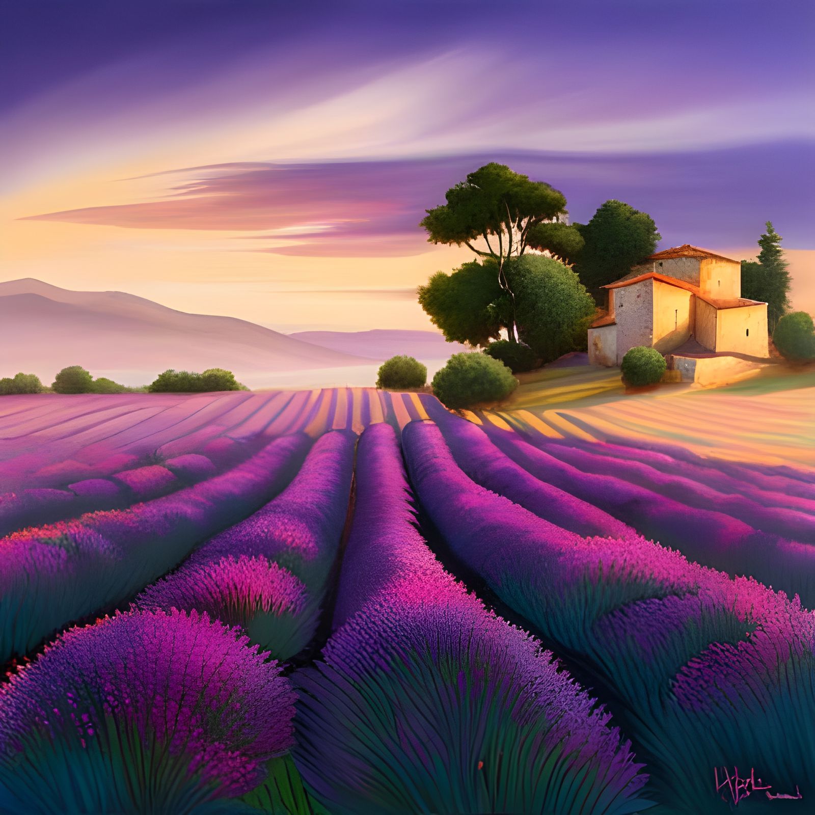 Purple Lavender Field: Hyperrealistic Impression of Southern...