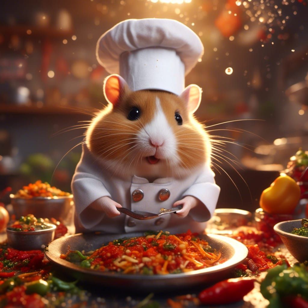 Hamster Chef Cooking a Spicy Meal