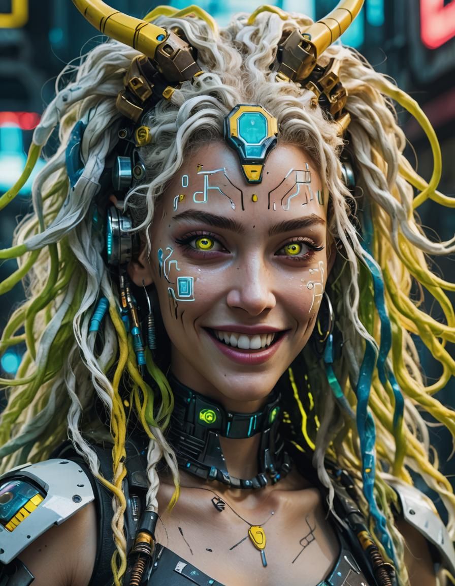 Cyberpunk Robot Lilu Close-up Portrait