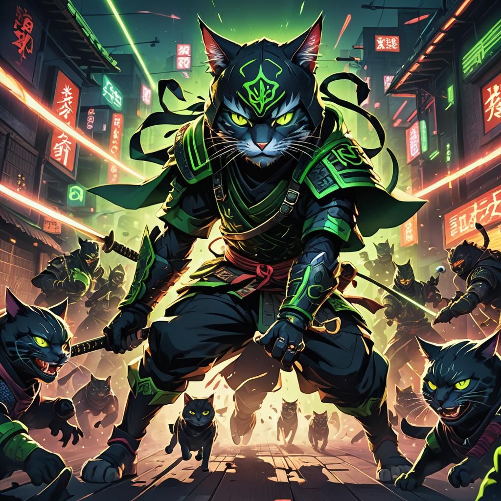 Anime Cat Ninja Digital Art