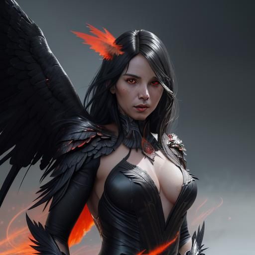 Volcanic Phoenix Portrait in Hyperdetailed Style