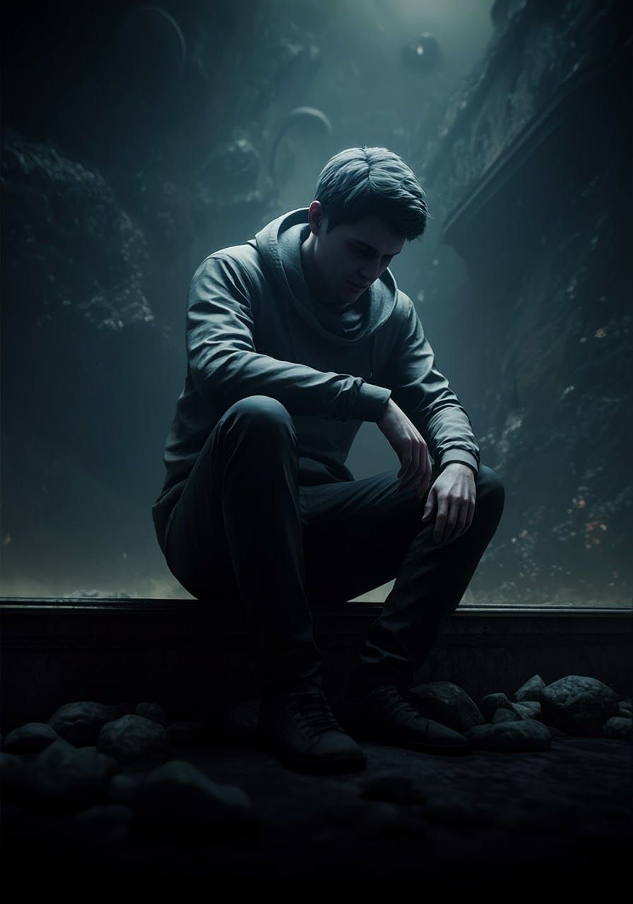 Contemplative Figure in Stillness: Hyper-Realistic Digital A...