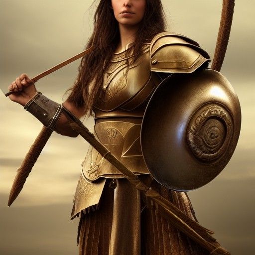 Roman Warrior Woman in Bronze Armor