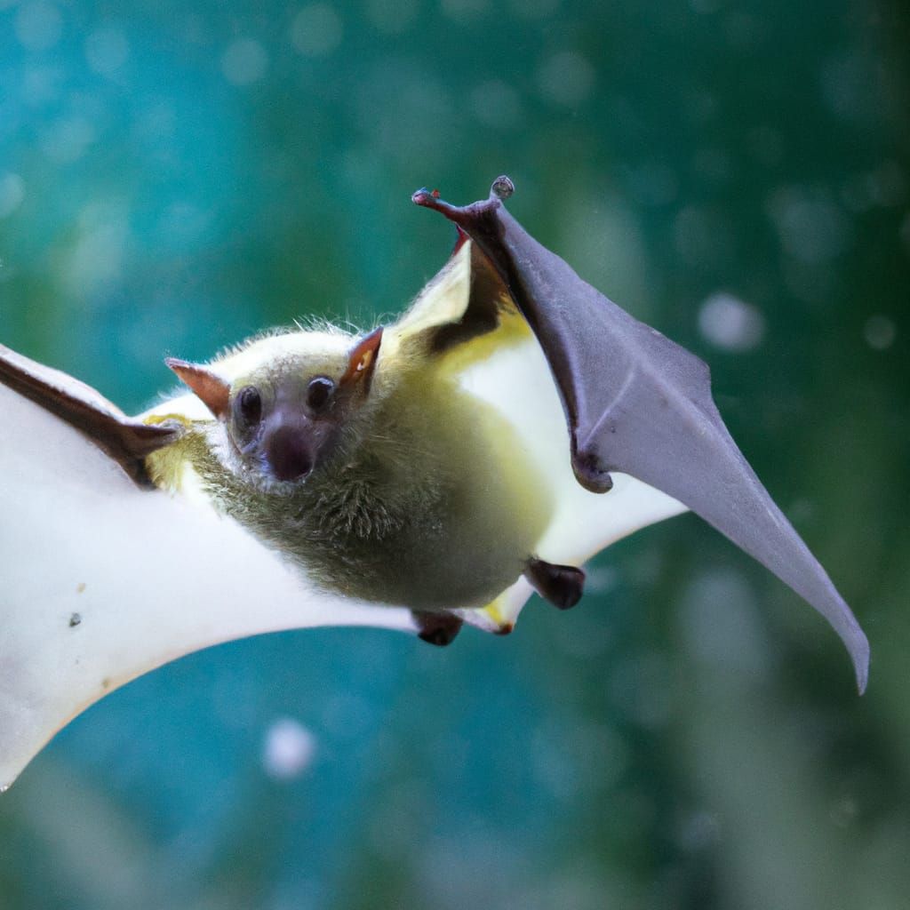Fluffy White Fruit Bat in Flight