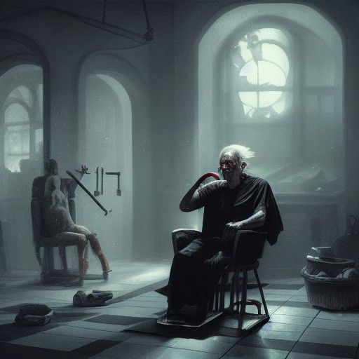 Christopher Lloyd's Devilish Haircut in Dark Fantasy Style