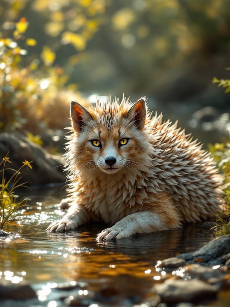 Hybrid Caracal-Hedgehog Chimera in Natural Light