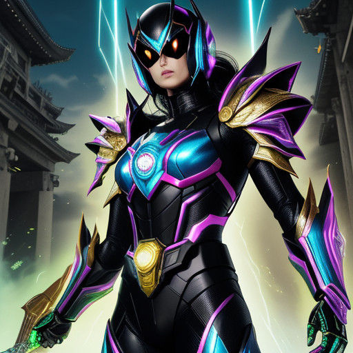 Ethereal Kamen Rider Goddess in Ancient Temple