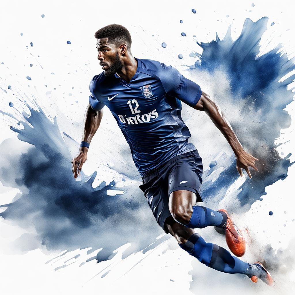 Athlete's Intensity: Frozen Motion in Watercolour