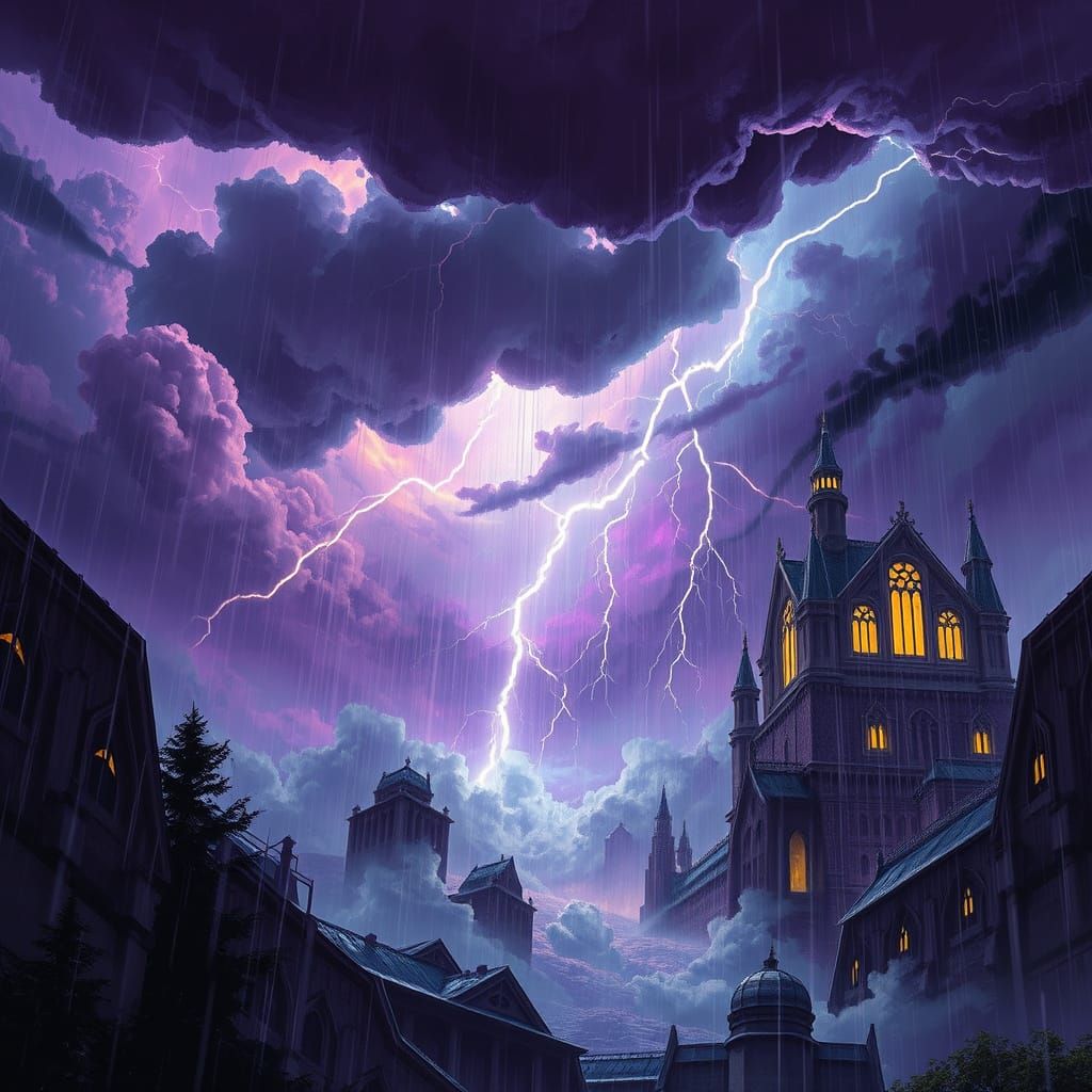 Dark Fantasy Stormscape in Vibrant Colors