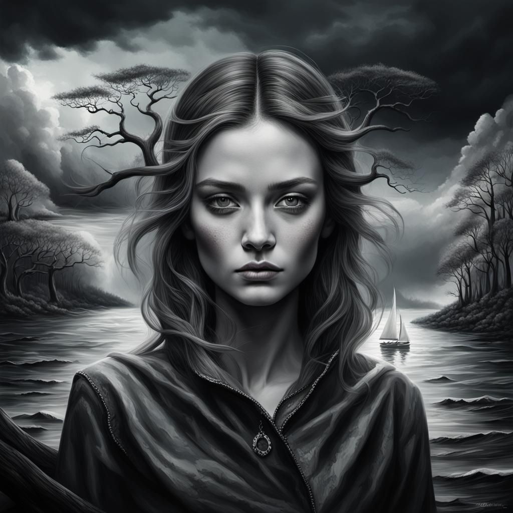 Contrasting Portrait: Fantasy Realism in Split Landscapes