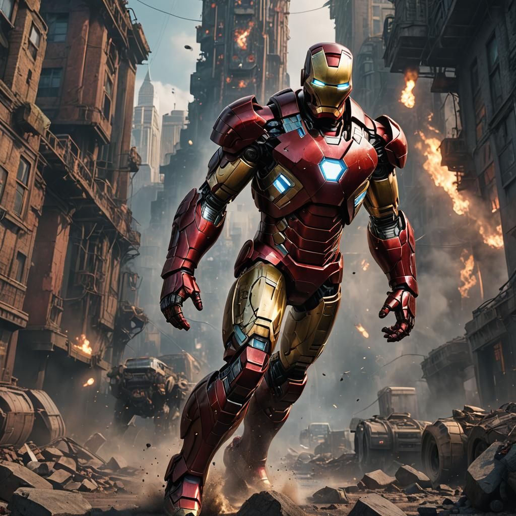 Detailed Matte Painting of Iron Man in Unreal Engine