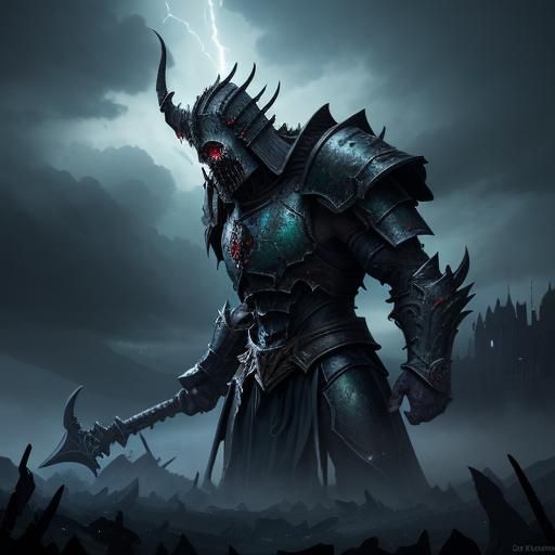 Overlord Colossus on Ravaged Battlefield: Dark Fantasy