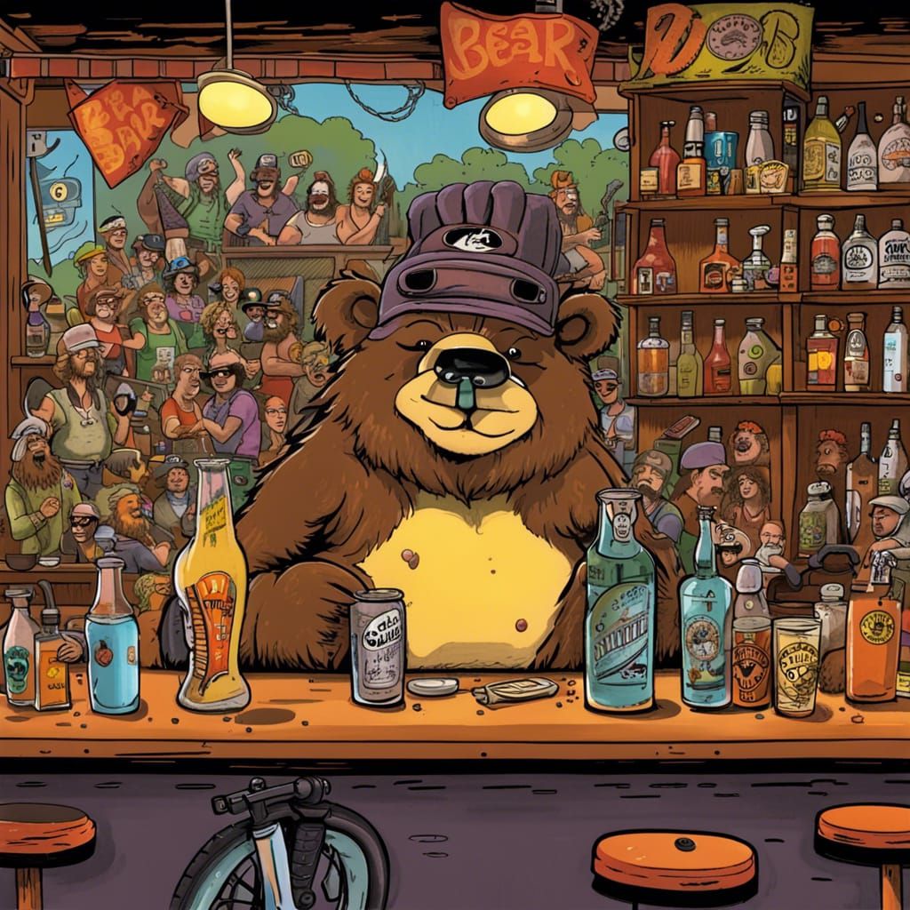 Squizzies Bear Bar: Cartoon Biker Hangout