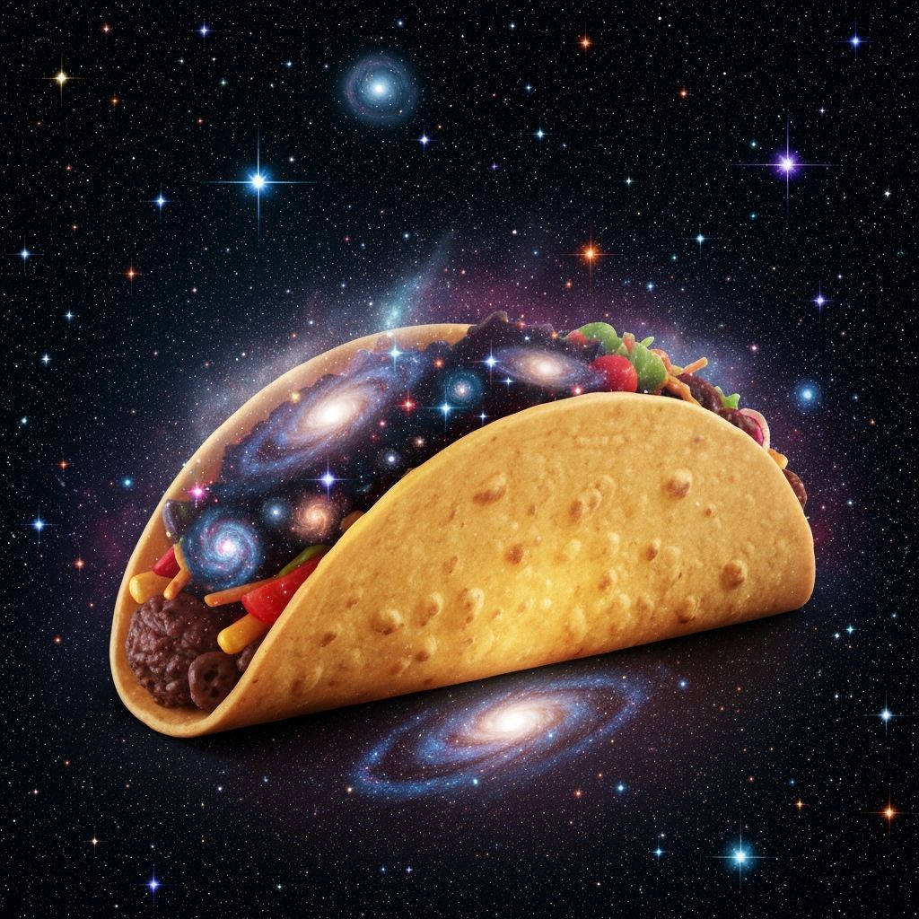 Cosmic Taco: A Hyperrealistic Space Food Dream