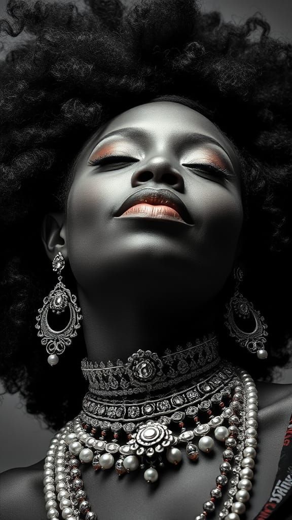 Regal Black Woman Portrait with Dramatic Lighting