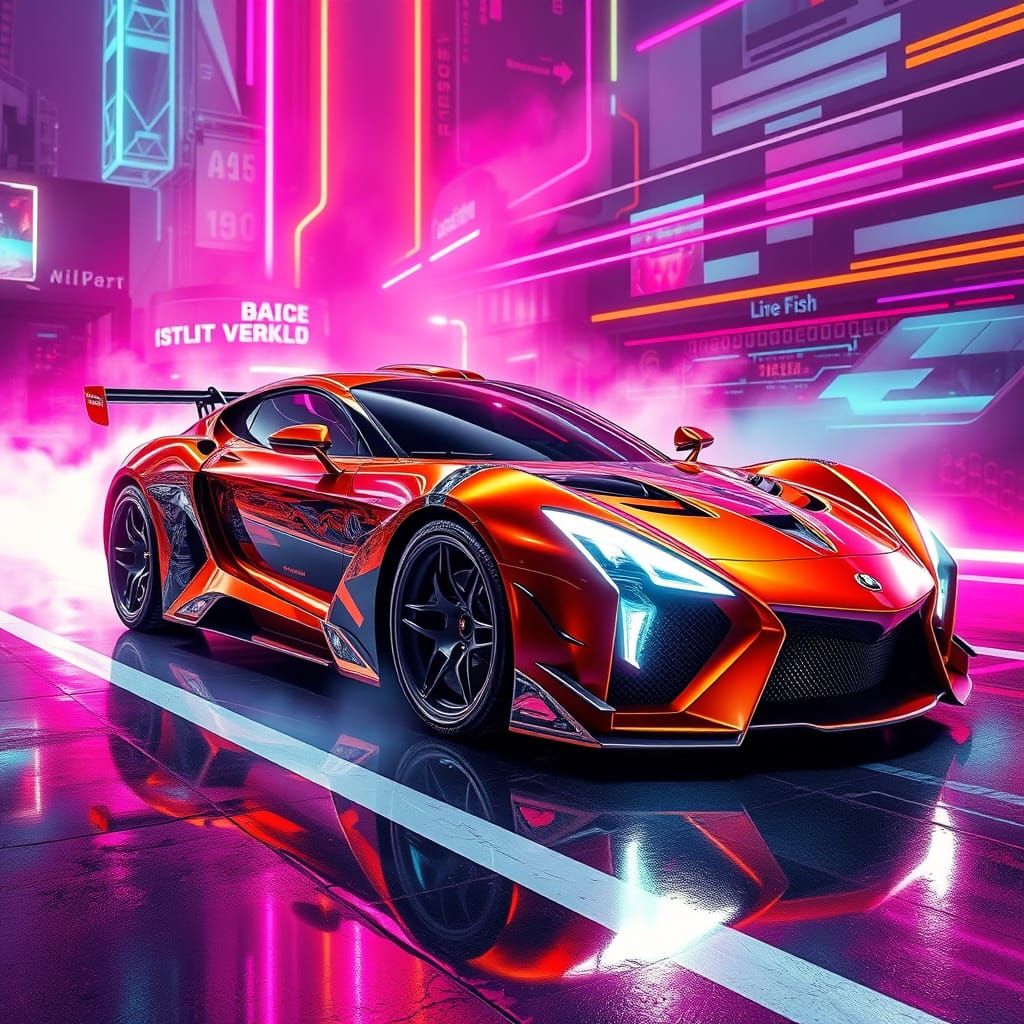 Futuristic Car Design in Cyberpunk Style