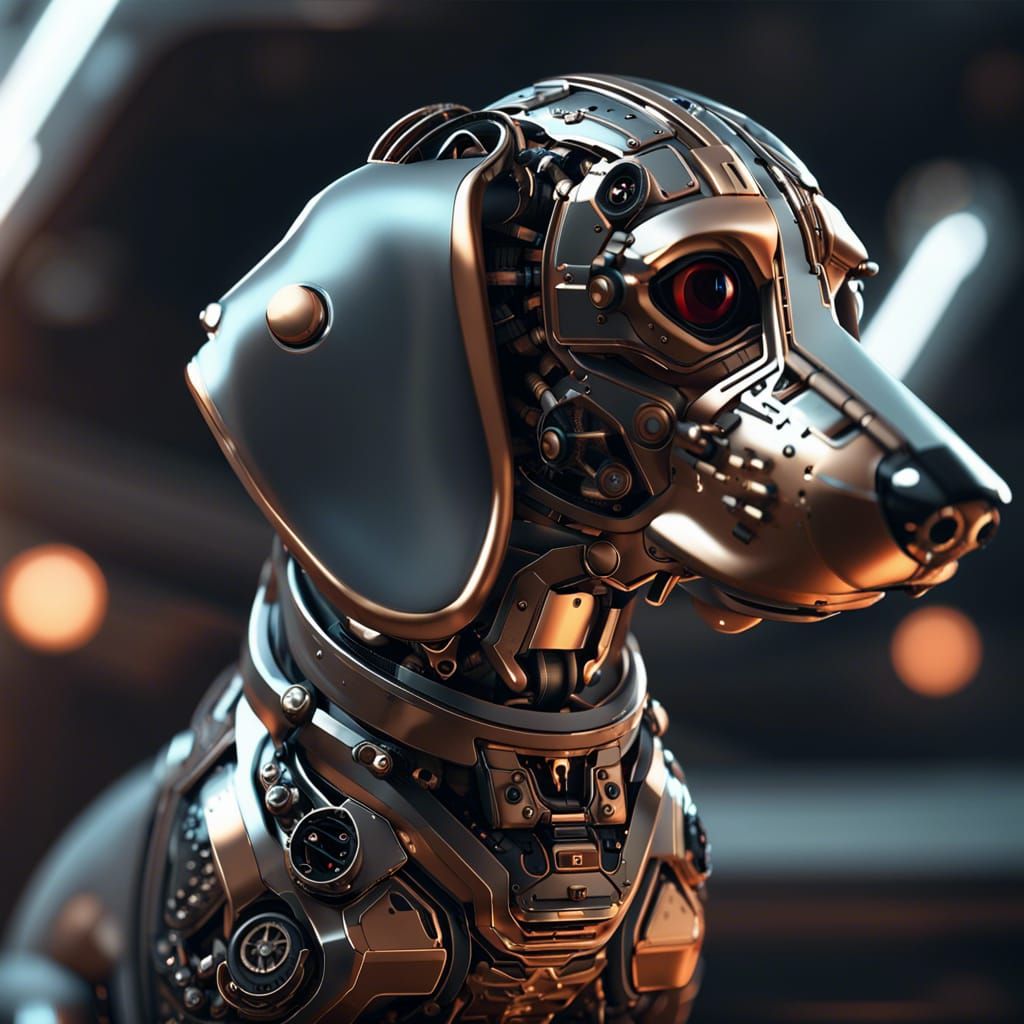 Futuristic Sci-Fi Dachshund with Mechanical Details