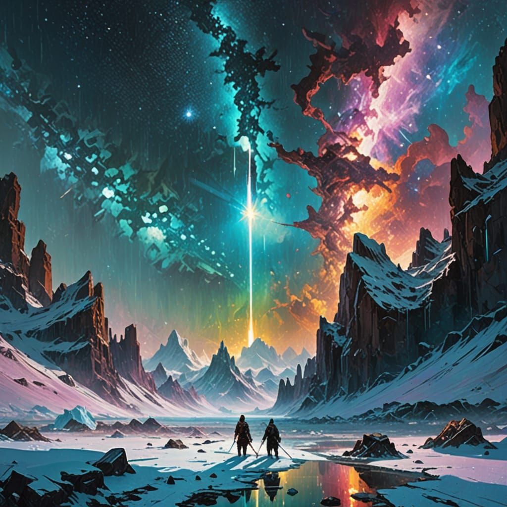 Elemental Ice Sword in Retro Fantasy Style