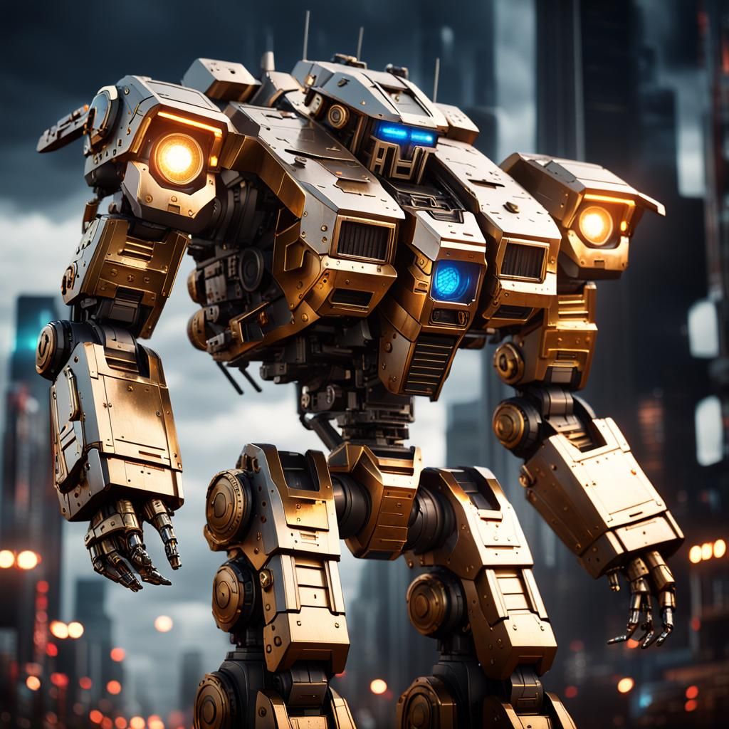Armored M6 Mech Concept Art in Sci-Fi Style