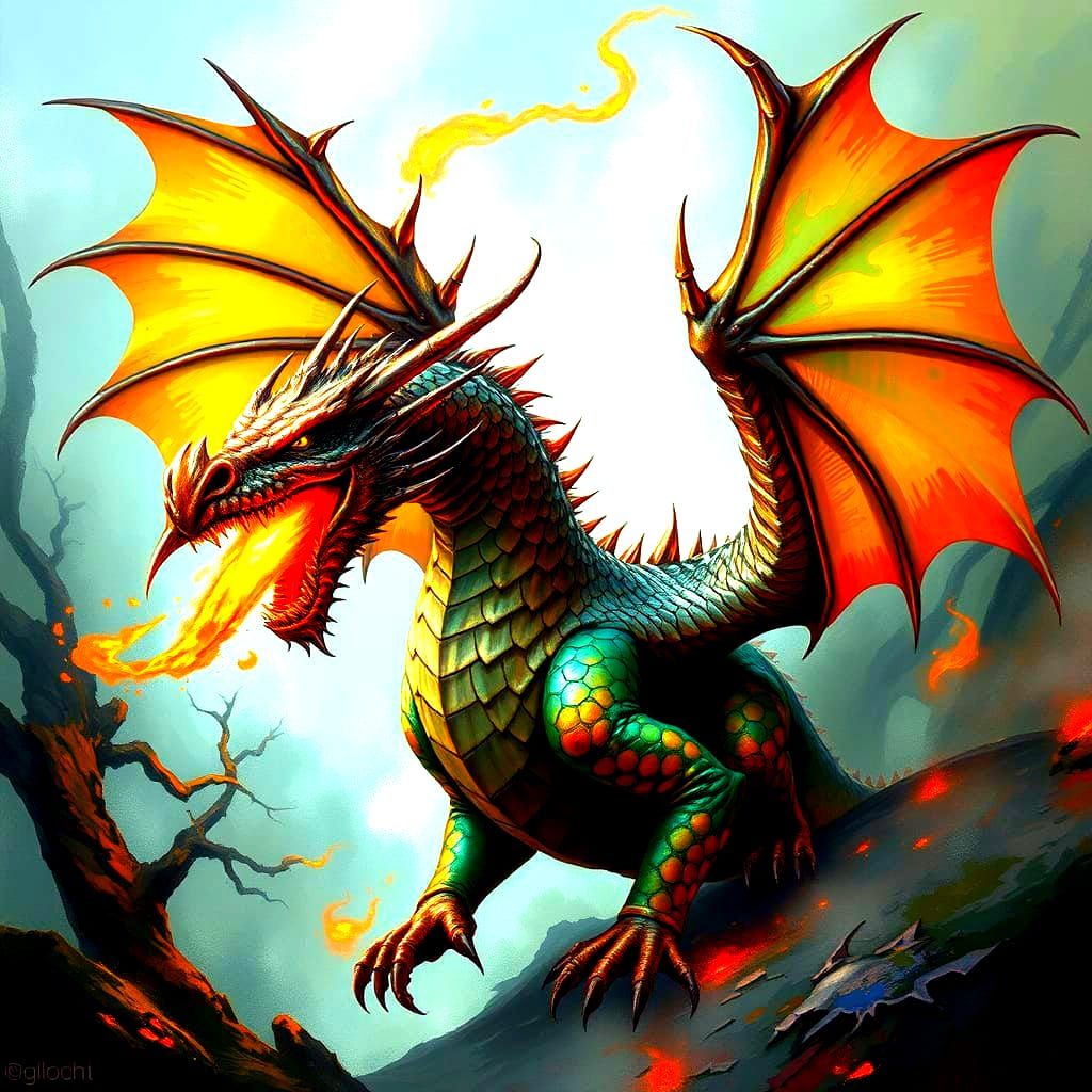 Majestic Dragon in Medieval Style