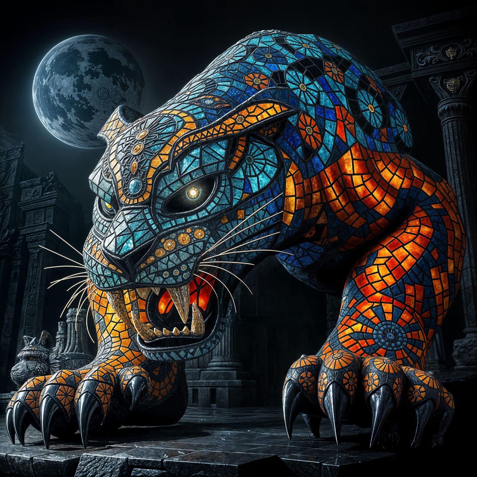 Mosaic Beast: Guardian of the Forgotten Temple in Ancient St...