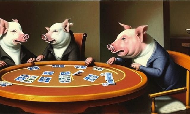 Pigs Playing Poker, Comical Fine Art