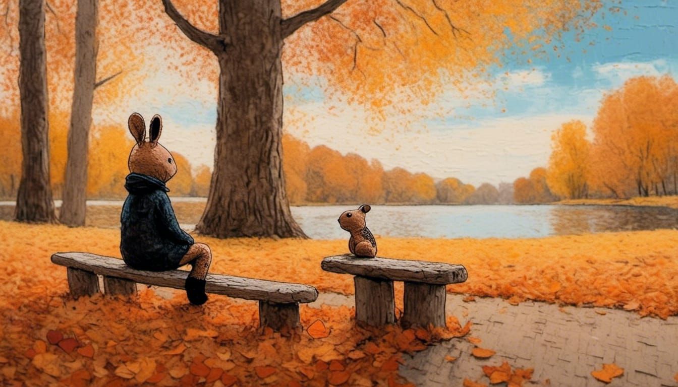 Peaceful Autumn Park Scene in Impressionist Style