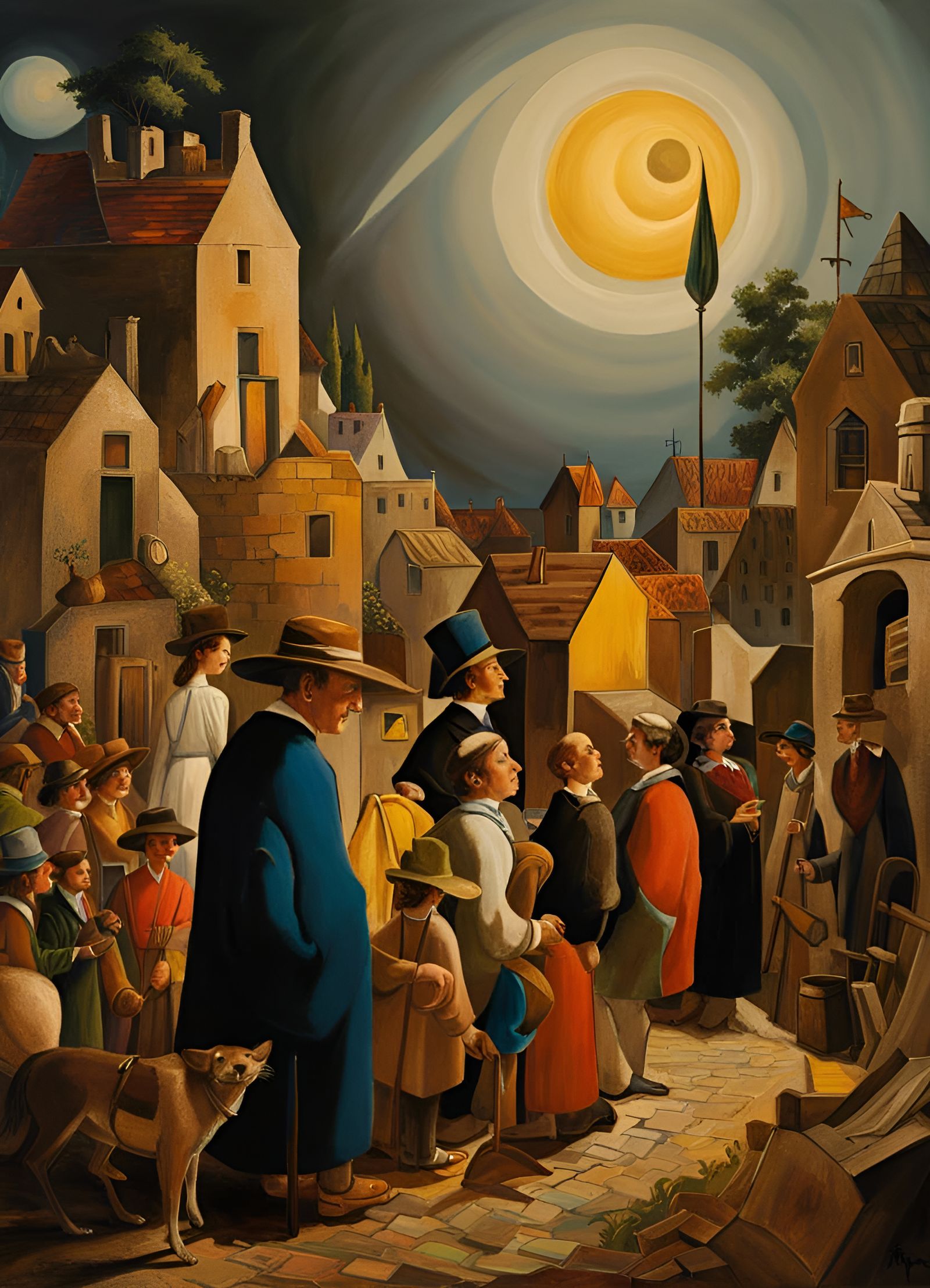 Folk Singers in Town Square: Abstract Hyperreal Art