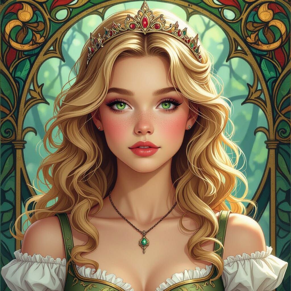 Fantasy Princess Illustration with Jewel Tones