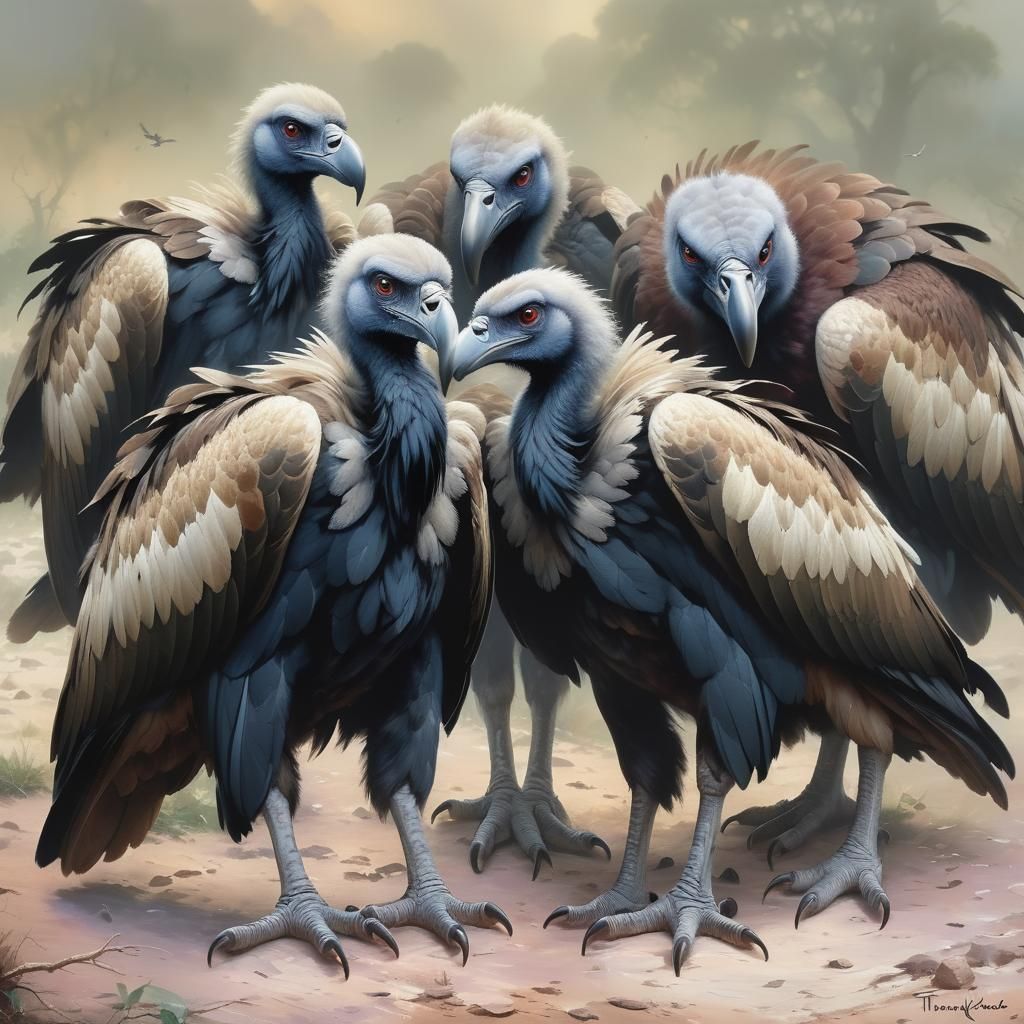 Ethereal Vultures in Africa: A Fantasy Landscape