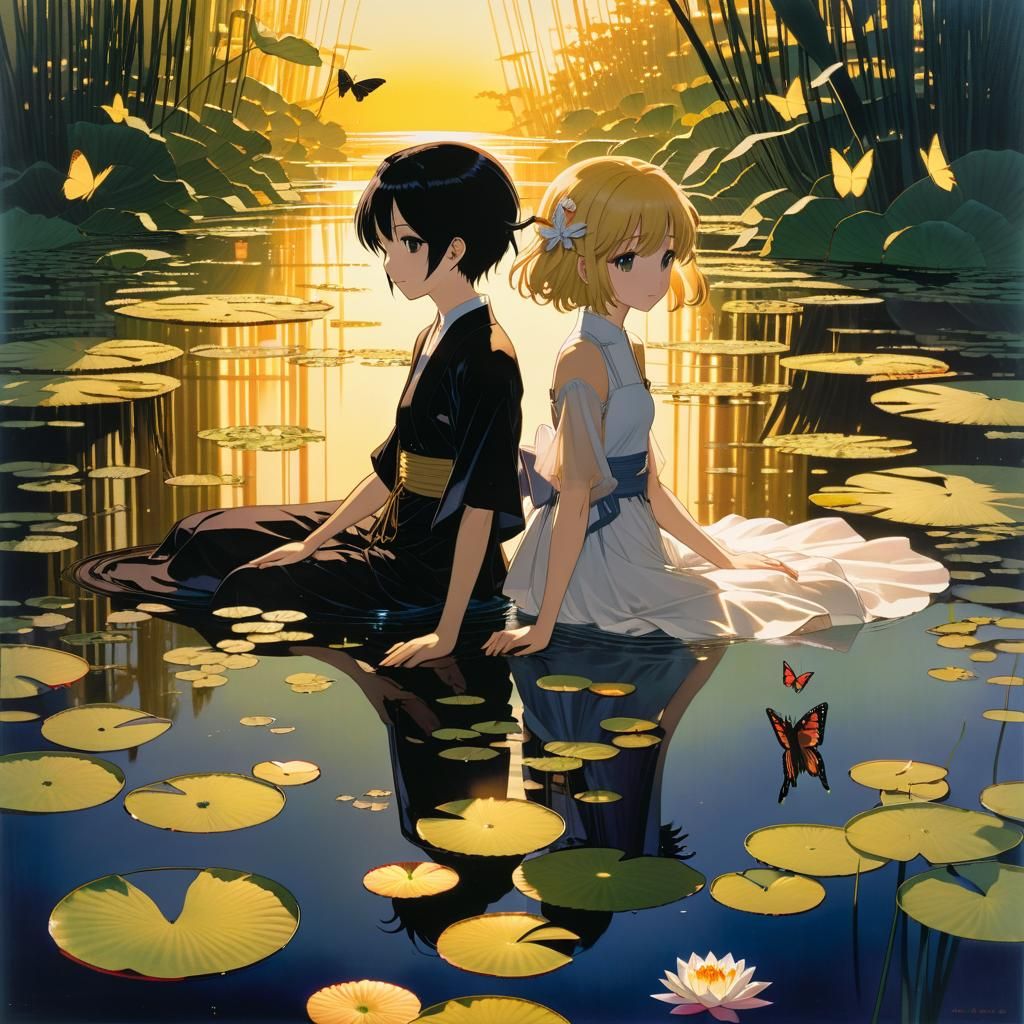 Friends in Water Lilies, Anime Art