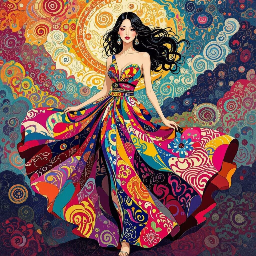 Kaleidoscopic Woman in Vibrant Pop Art Style