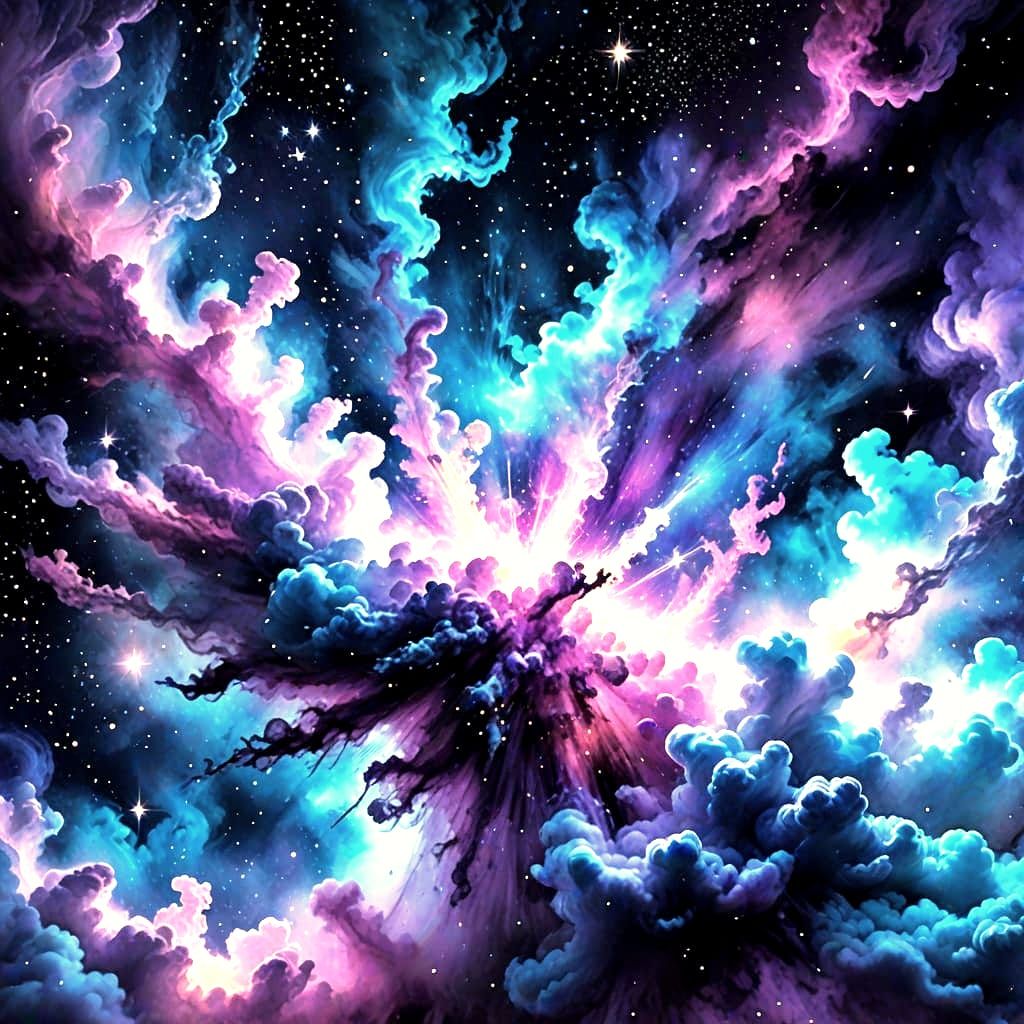 Ethereal Nebula in Watercolor Style
