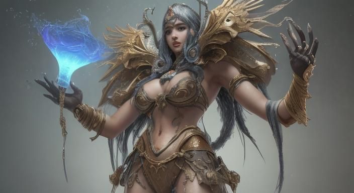 Zawba'ah (زوبعة; Cyclone, Whirlwind) frank frezetta style fantasy women proto-elamite culture silver and gold talismans...