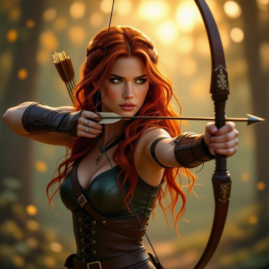 Red-Haired Archer in Dramatic Golden Light